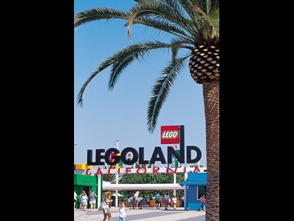 Legoland sign outside the entrance of Legoland in Carlsbad, California.