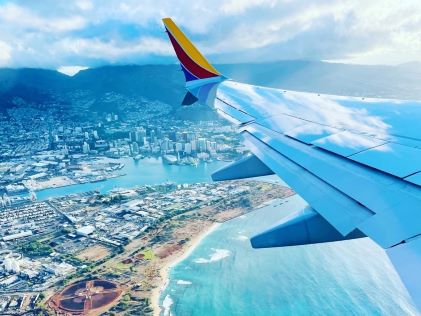 View of Hawaii from an airplane
